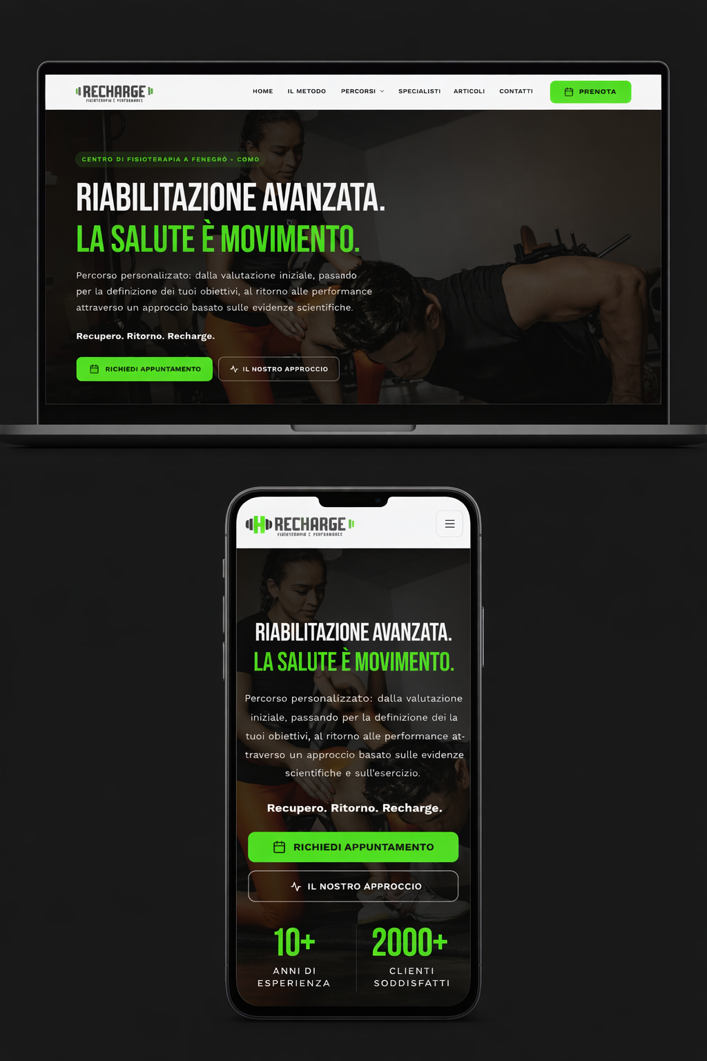 Recharge - Brand Identity e Sito Web Fisioterapia Como